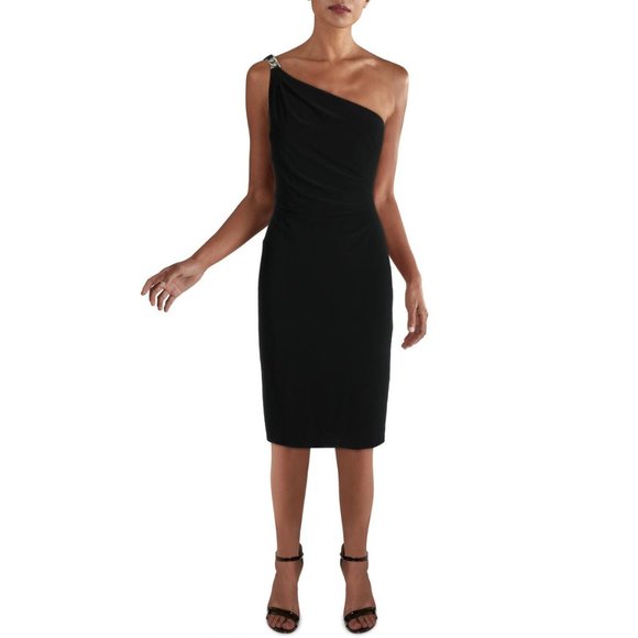 🎁 Lauren Ralph Lauren Rhinestone-Strap One-shoulder Dress